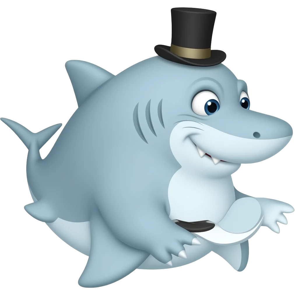 Shark with a top hat emoji