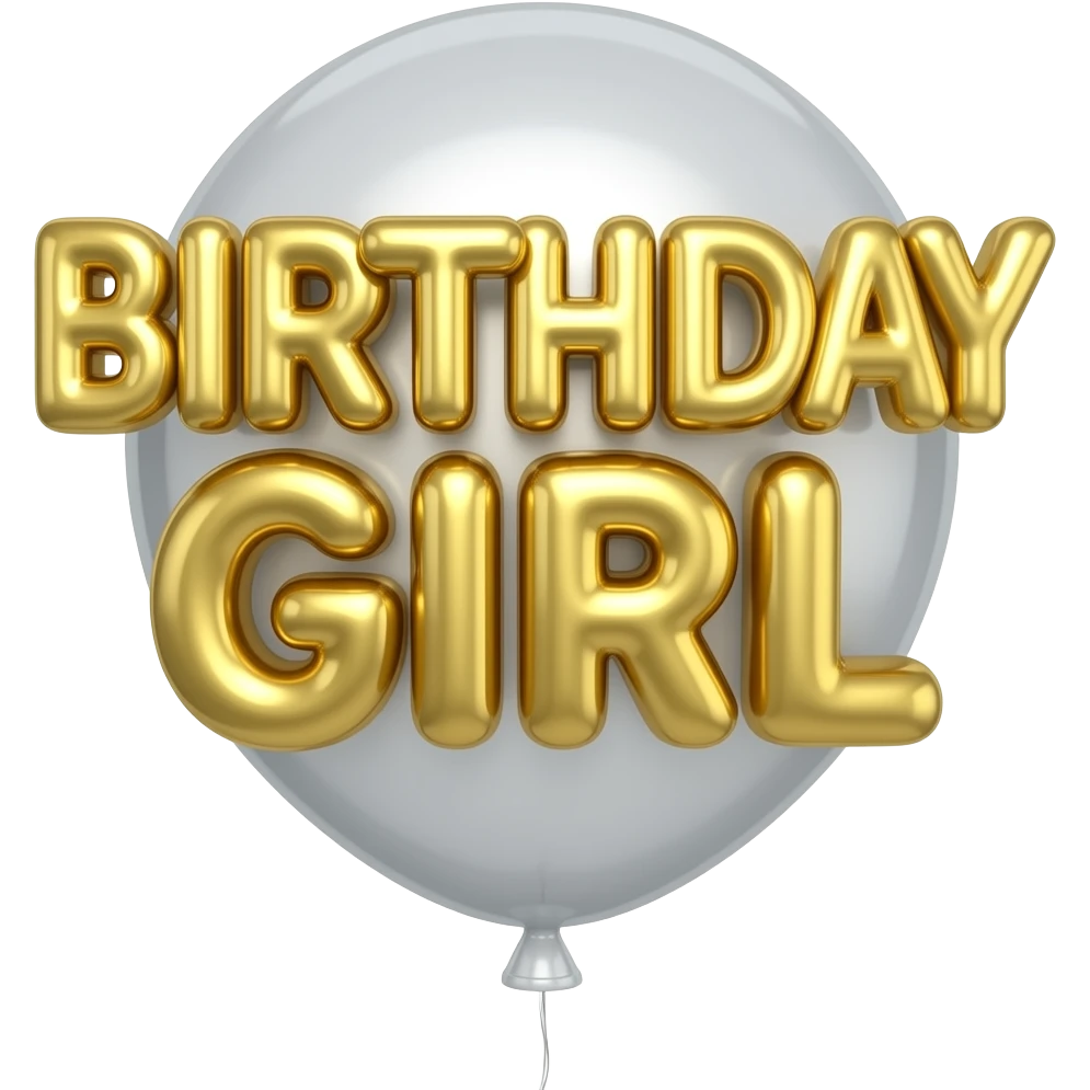 gold  letters BIRTHDAY GIRL BALLOON emoji