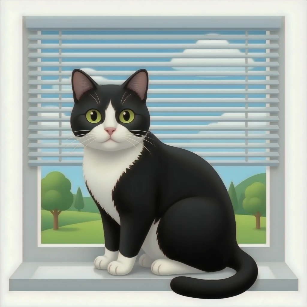 black and white cat room heater window blinds emoji