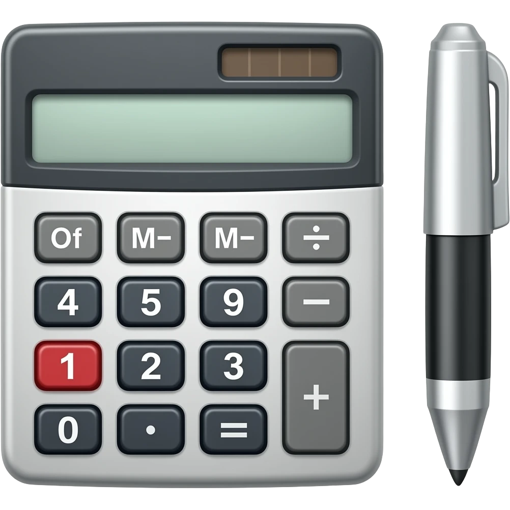 tax forms, calculator and a pen emoji