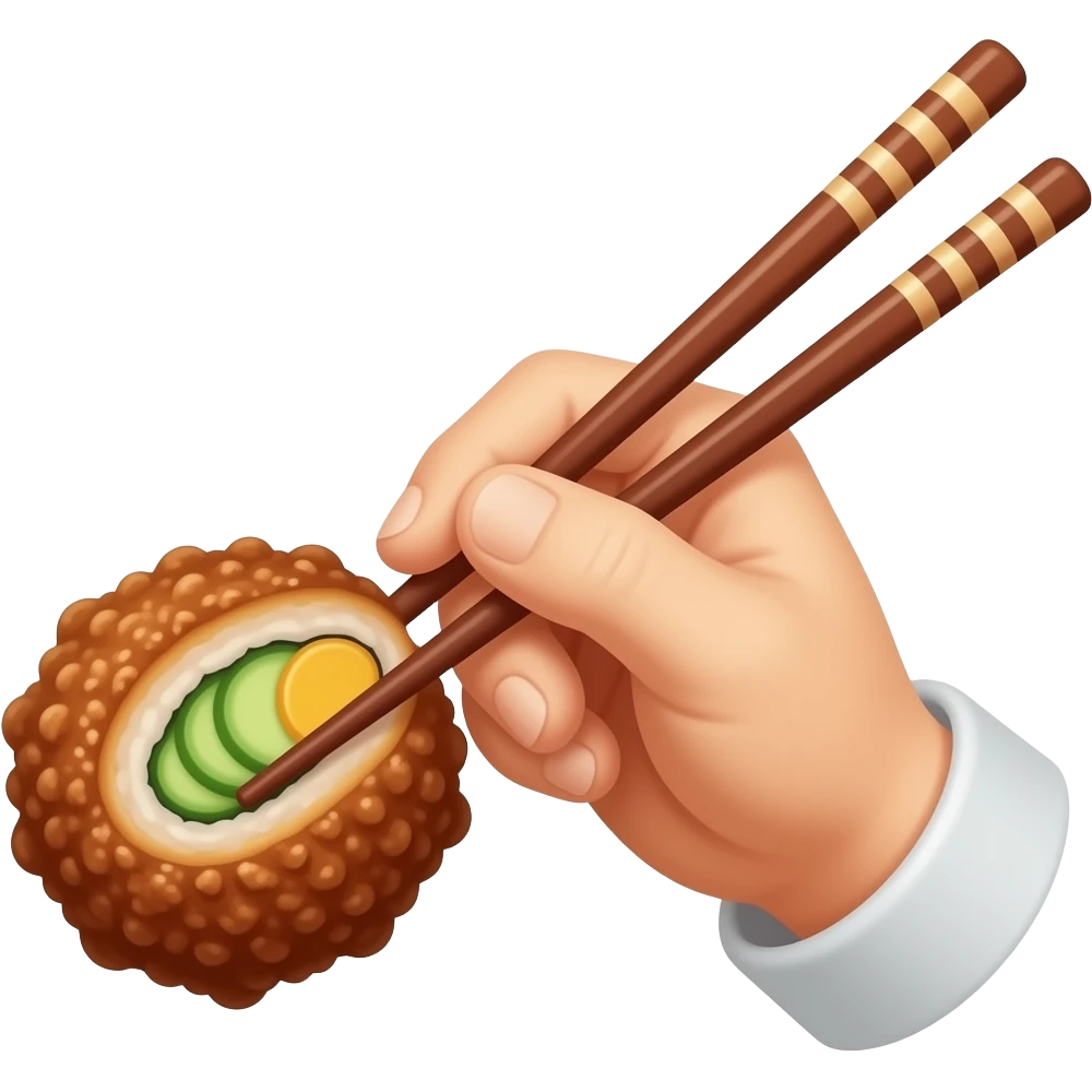 donkatsu holding by chopstick emoji