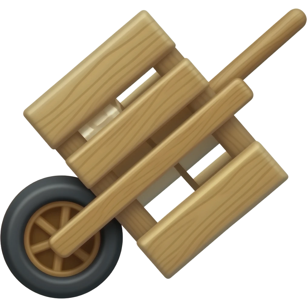 Push cart from wood and 1 wheel emoji