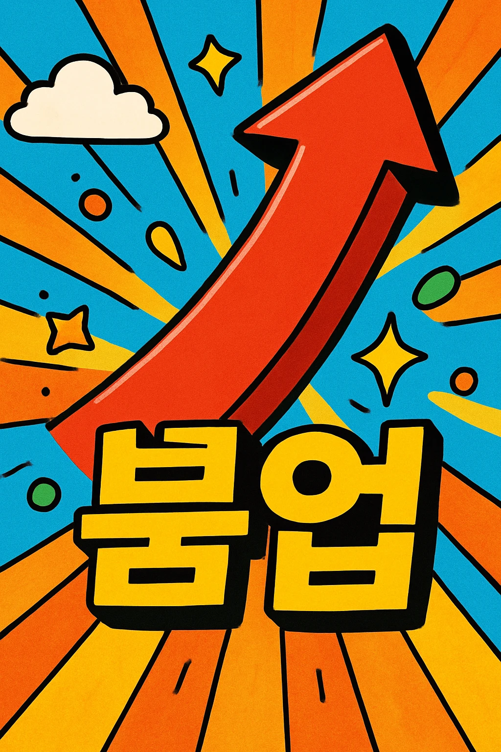 arrow shooting upwards representing '붐업', emphasizing growth, development, vitality emoji