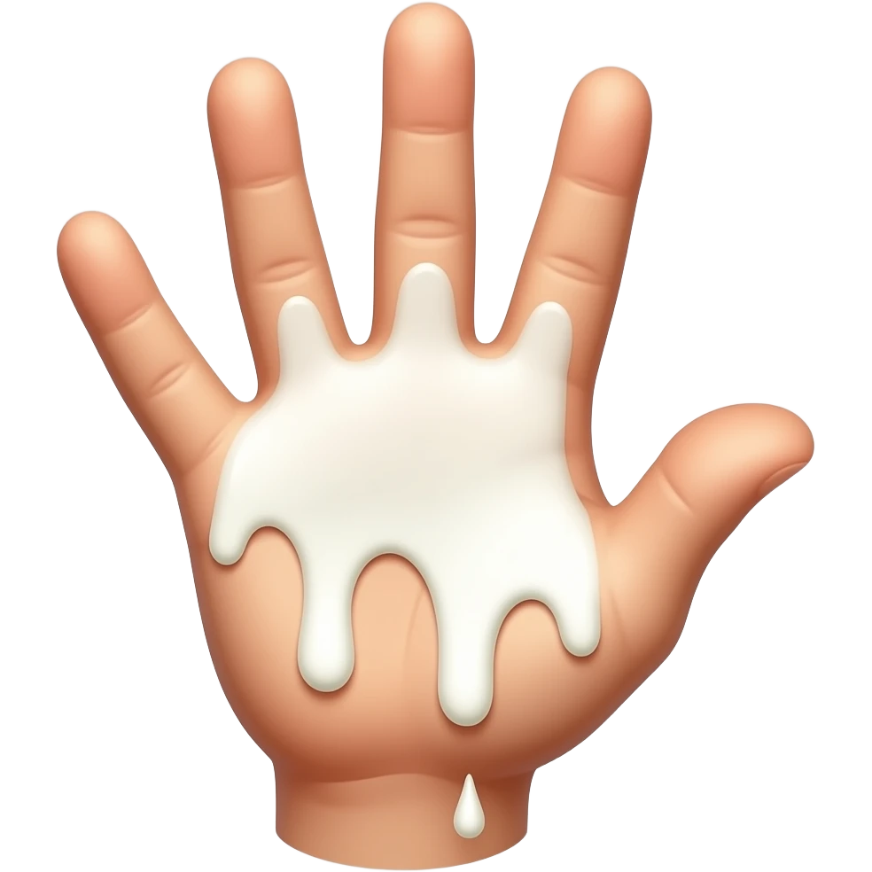 milk dripping directly off palm of hand with 5 fingers emoji