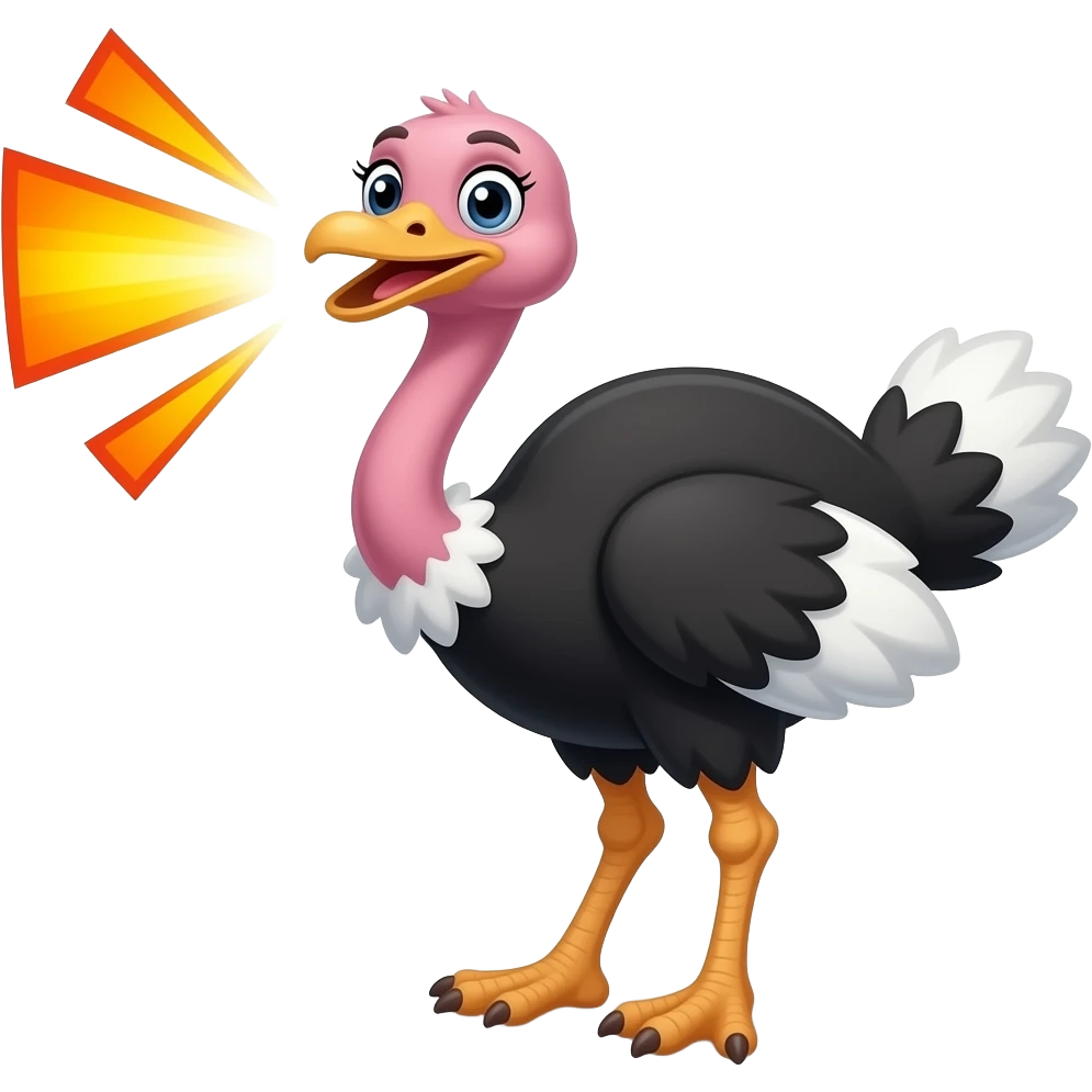 Cartoon ostrich booming sound emoji