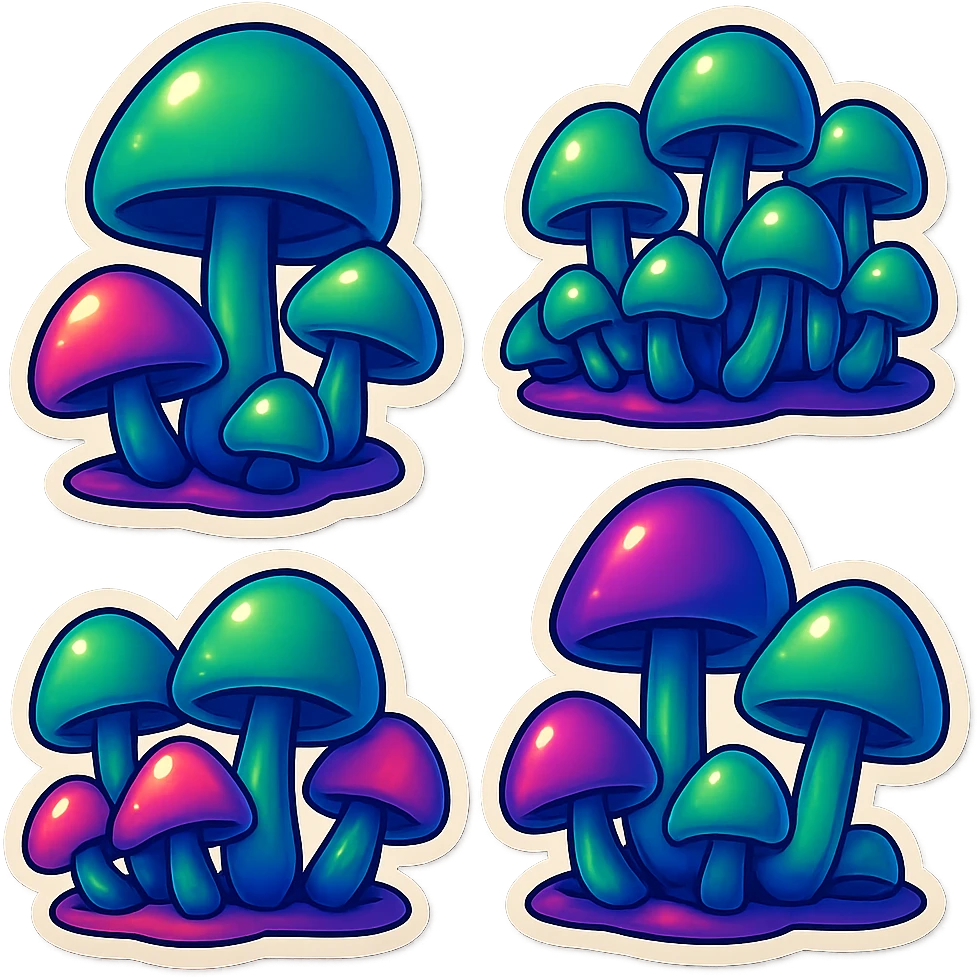 alien mushrooms. make a bunch of mushroom patches like the attached emoji