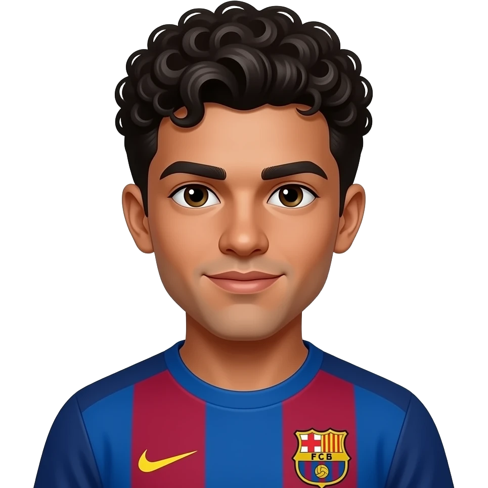 Lamine Yamal his hair is in the popular teen boy way he has no beardSpanish and Moroccan plays for Barcelona has black/ brown curly hair emoji