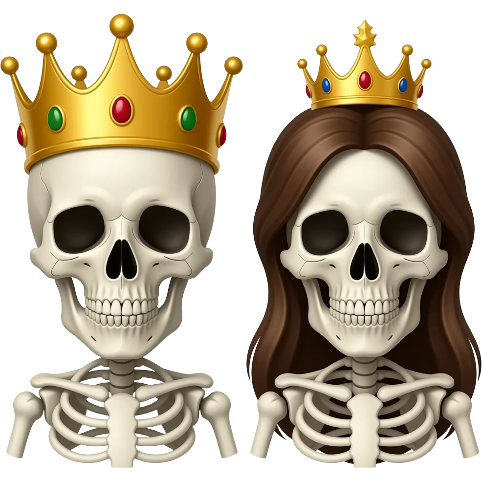 Skull king and queen emoji