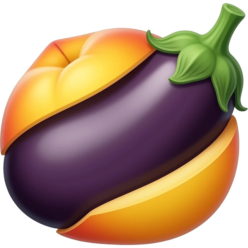 Eggplant inside peach emoji