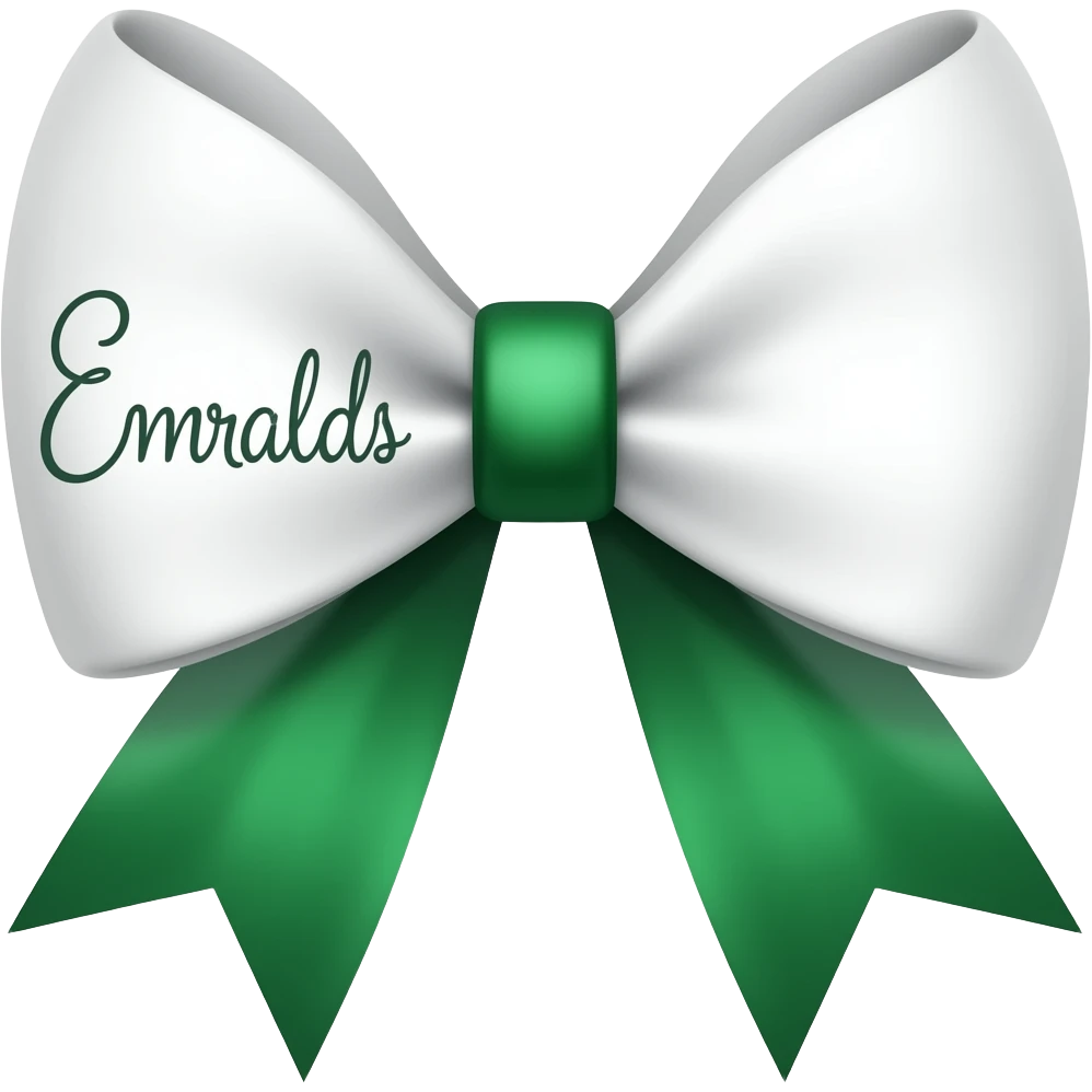 use this bow in white with dark emerald green and add the words emeralds in calligraphy on the left emoji