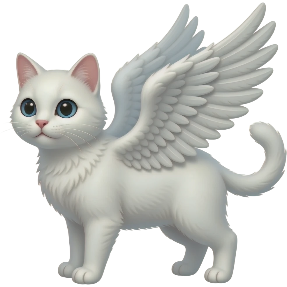A White cat with wings emoji