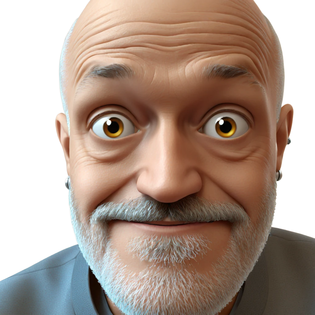 bald man with earrings portrait emoji