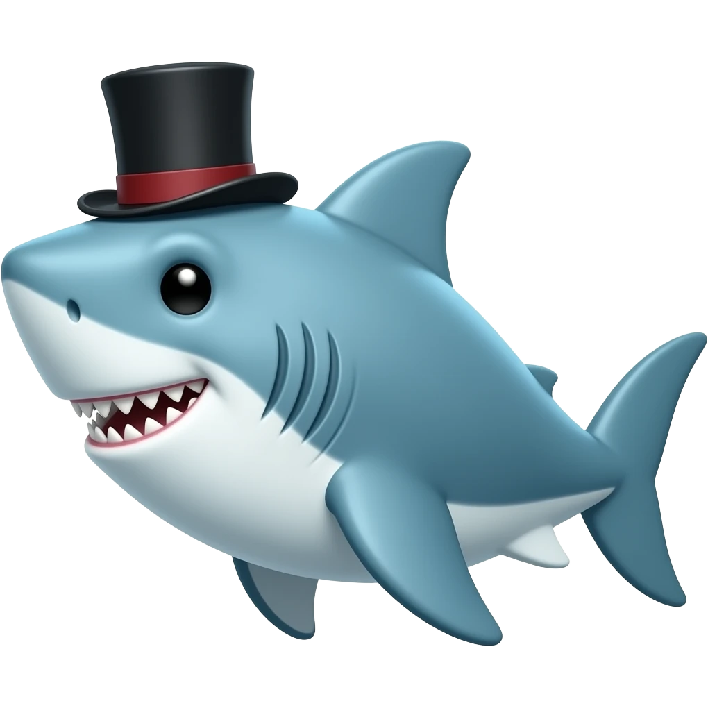 Shark with a top hat emoji