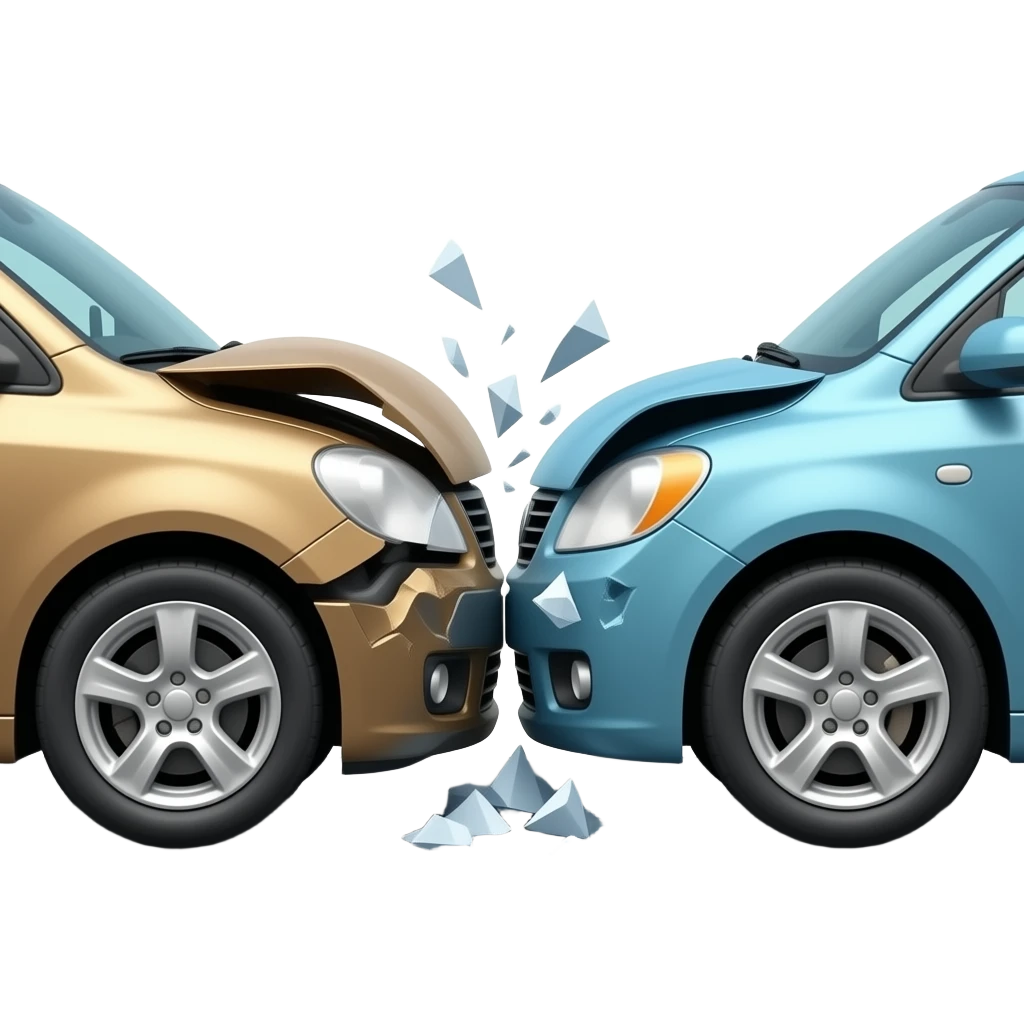 Car crashing into another car for a gap inurance emoji