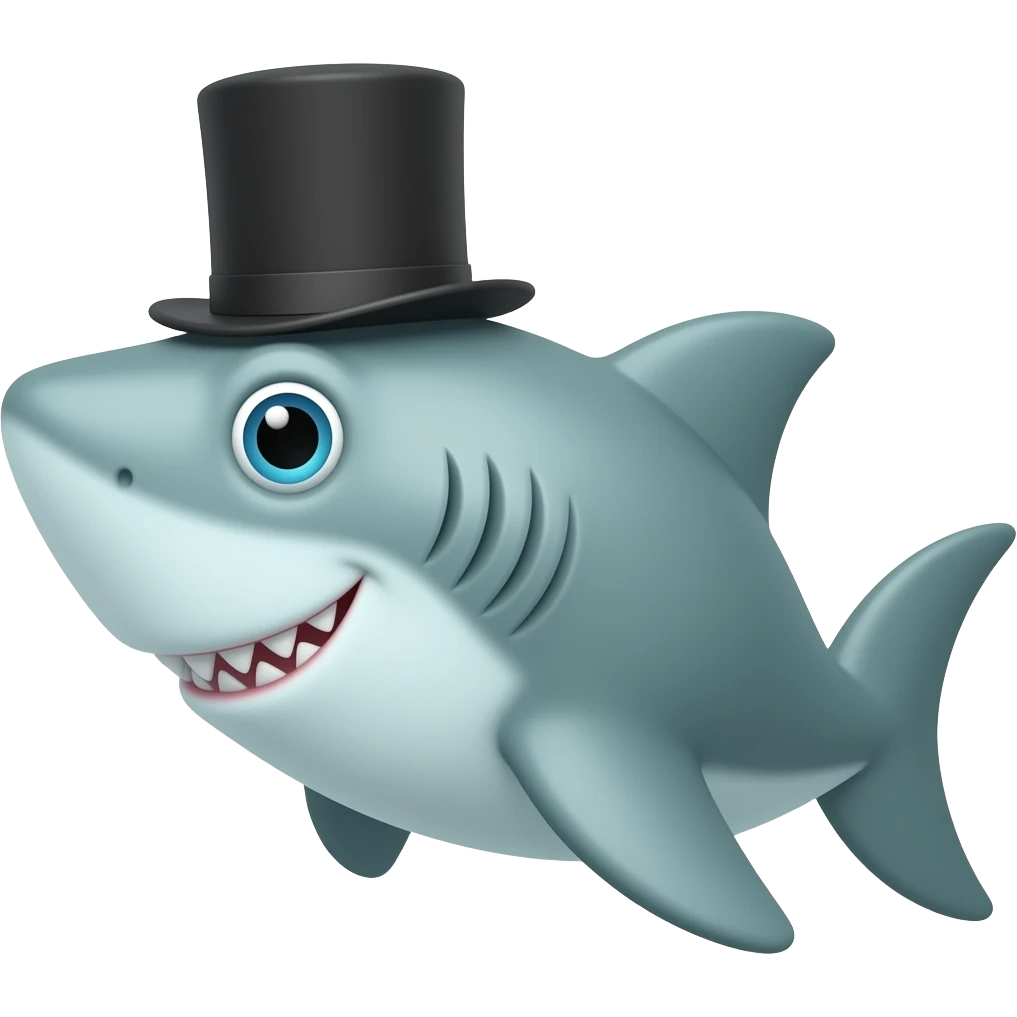 Shark with a top hat emoji