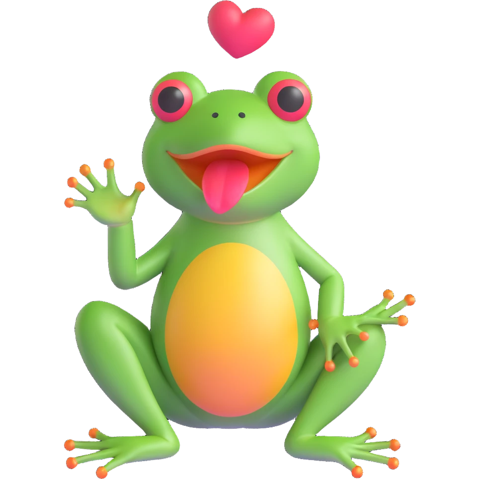 frog blowing a kiss emoji