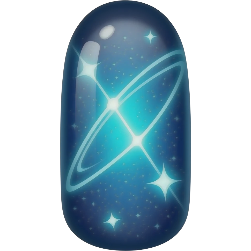 Glowing neon cyan blue Celestial nail emoji