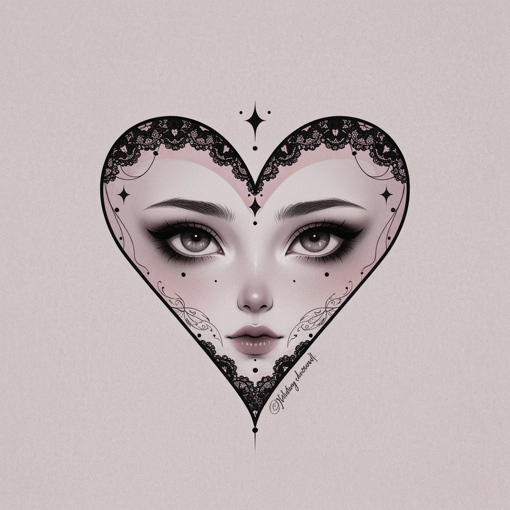 goth heart triangle, cute, expressive, minimal emoji