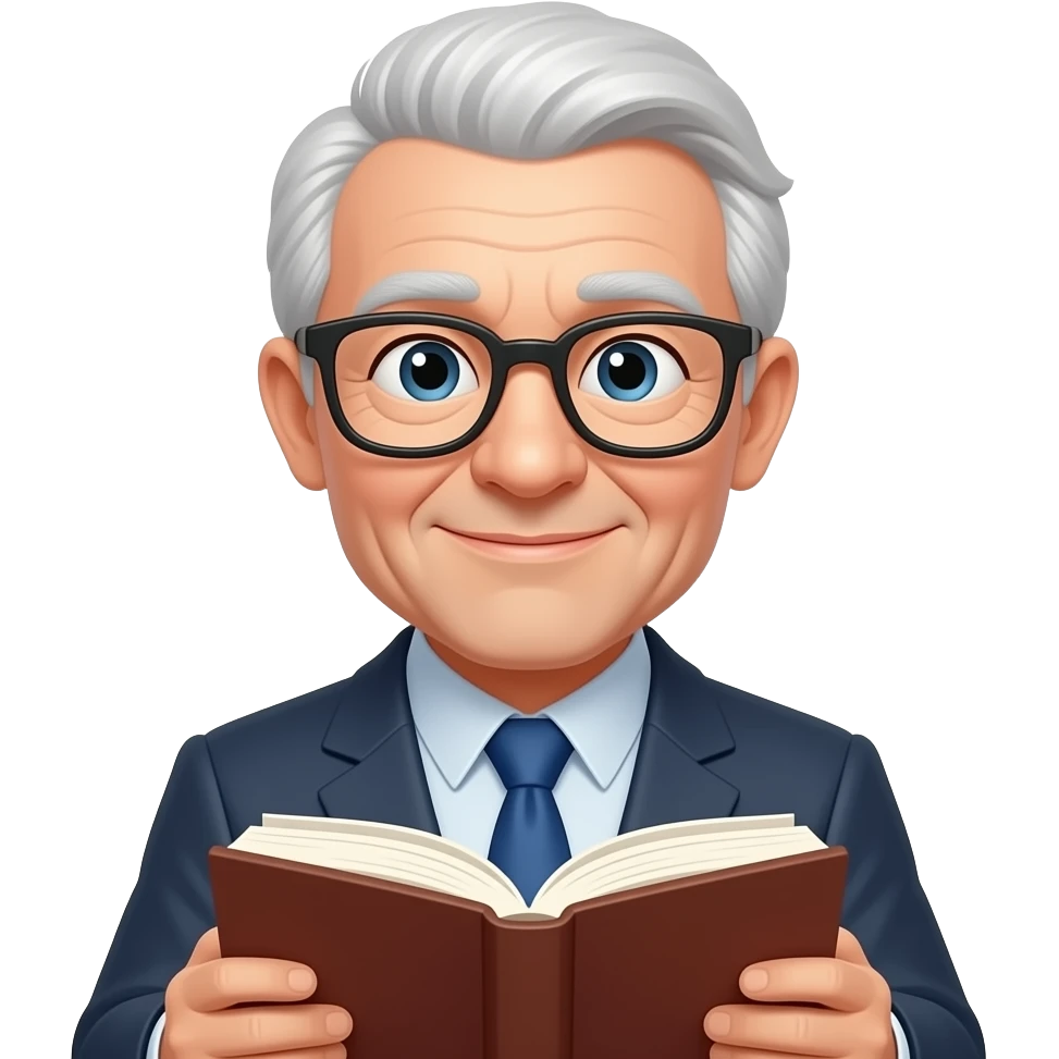 old man with eye glasses and read book emoji