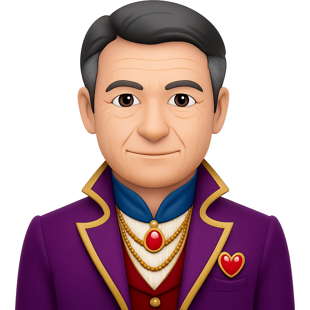 Make the prince look older with mature facial features in the style of emoji. Keep the background transparent. emoji
