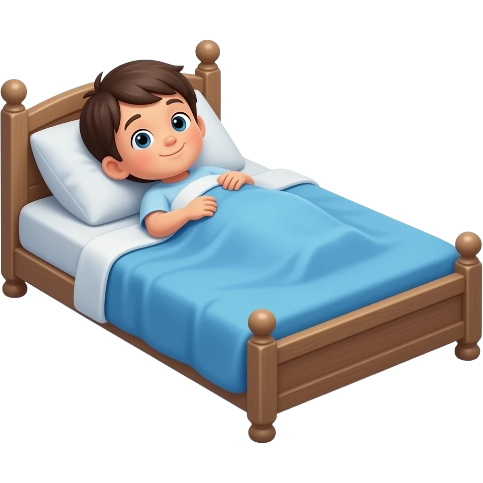 enfant couché sur matelas bleu sans couverte emoji