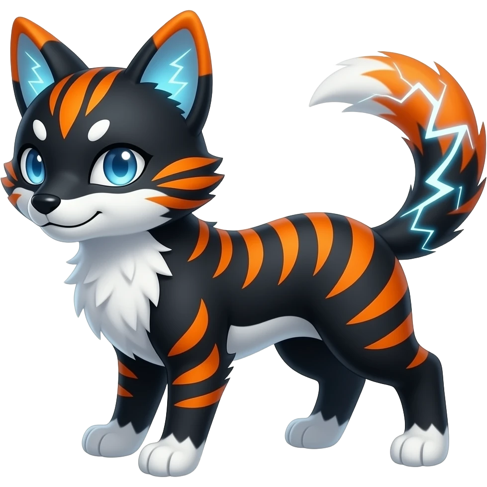 Cool Pretty Ethereal Zorua-Manectric-Litten-Fakémon-hybrid full body emoji