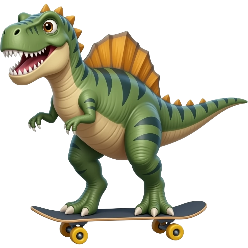 Dinosaur on a skateboard emoji