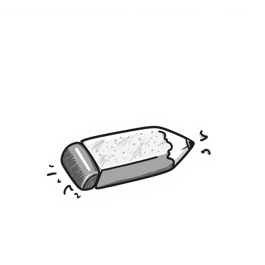 a black and white pencil eraser emoji
