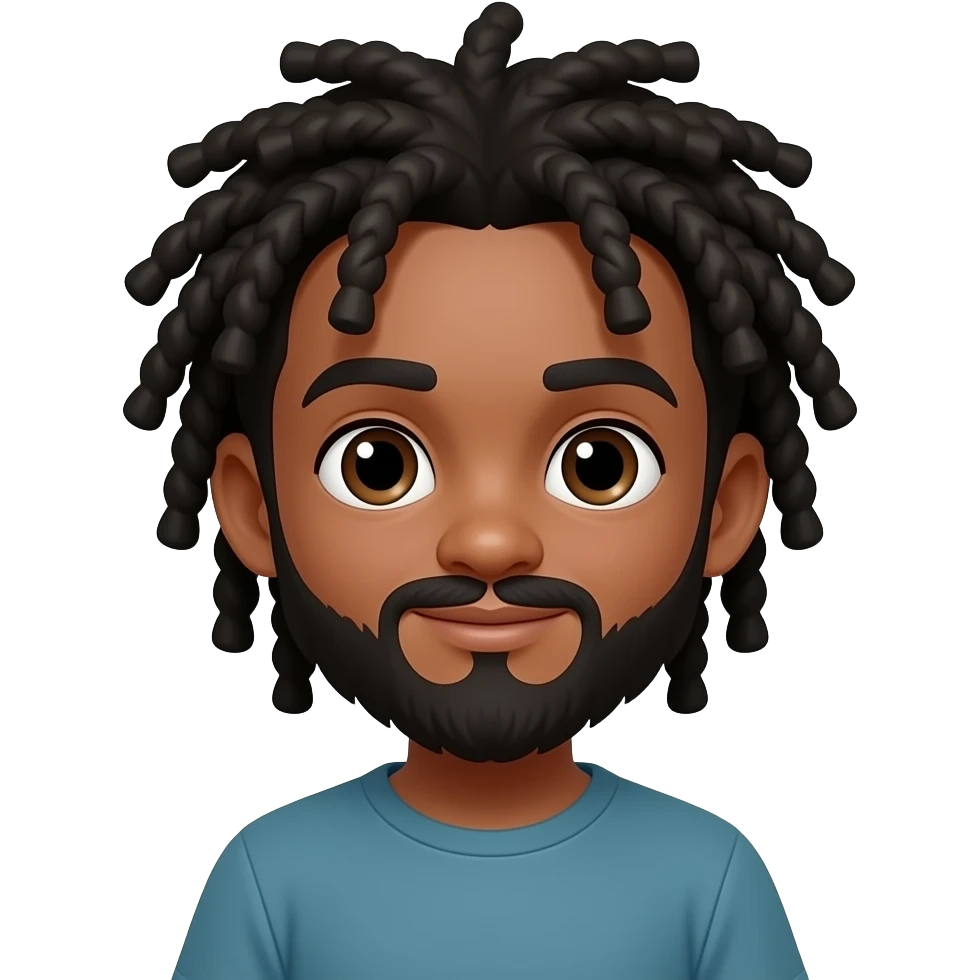 Siyah rasta saçlı sakallı bıyıklı bir çocuk emojisi emoji