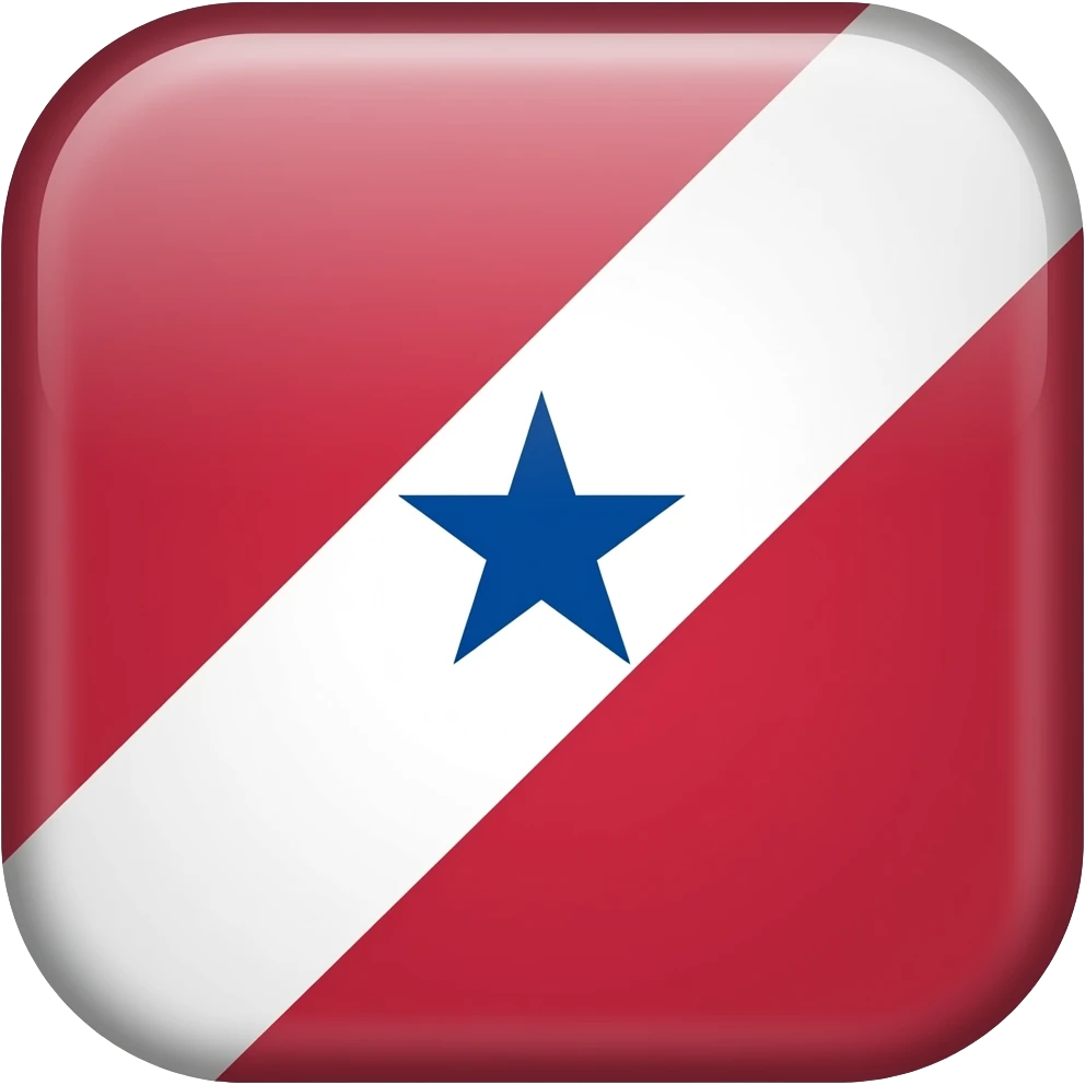 A bandeira do do Pará tem que ser retangular os lados vermelho  no meio uma faixa branca na diagonal e uma estrela azul no meio da faixa branca emoji