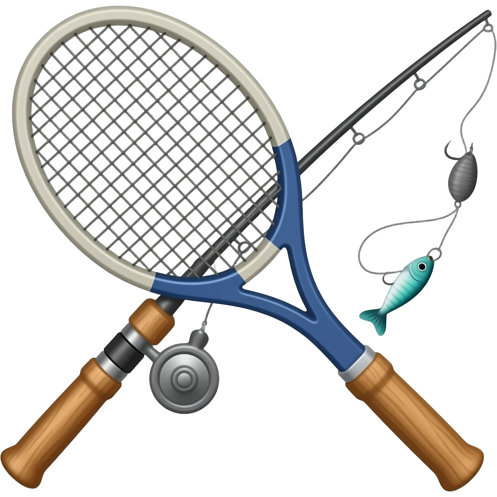 tennis racket made into a fishing rod emoji