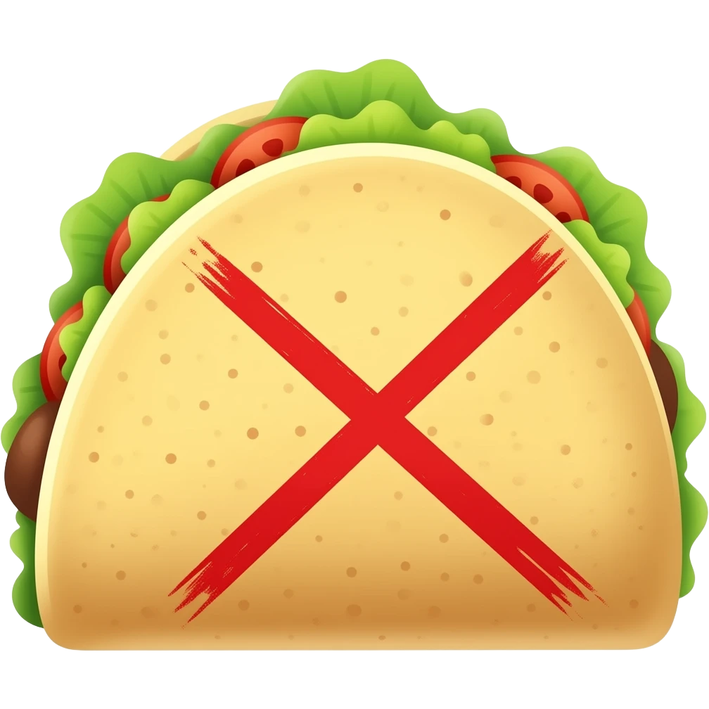 taco scratched with red cross emoji