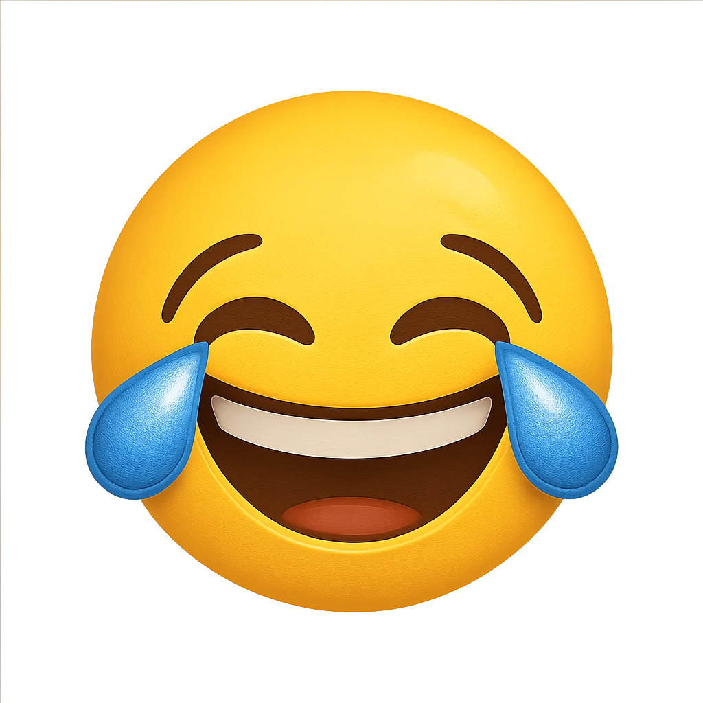 yellow face with laughing expression emoji, digital illustration emoji
