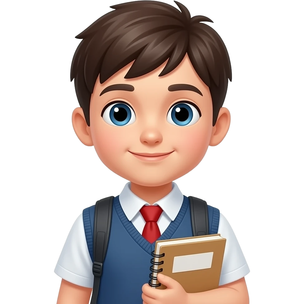 student boy with copyboo k emoji