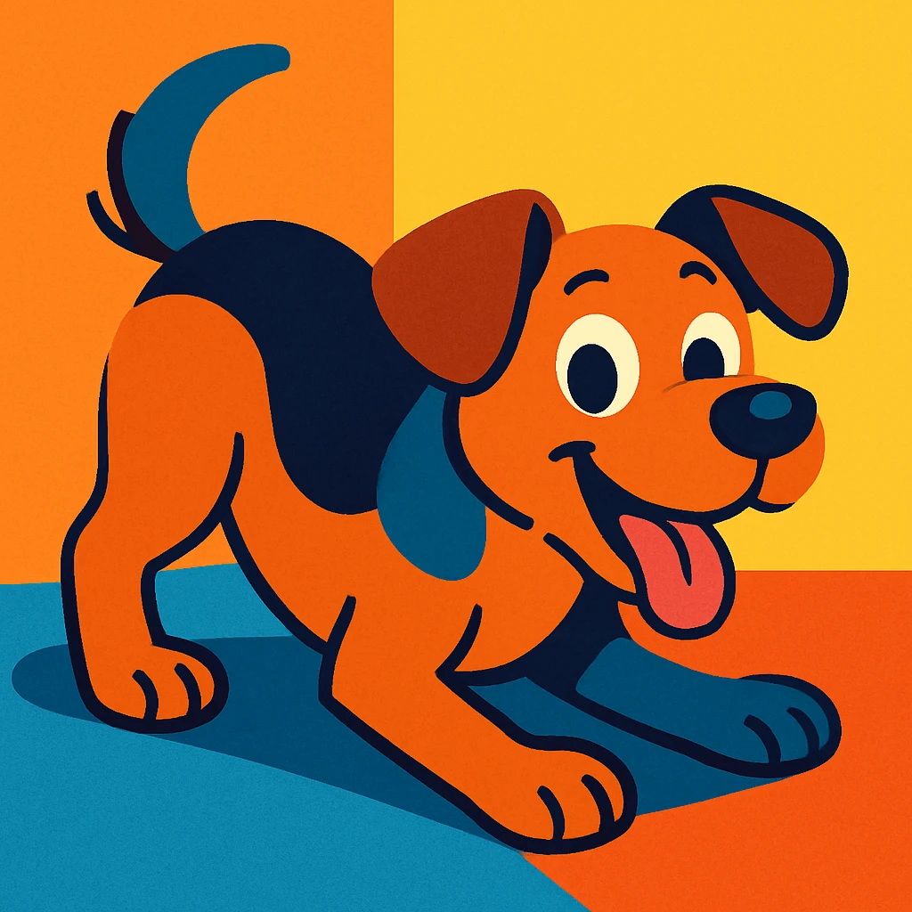 playful dog, vibrant toon cartoon style emoji