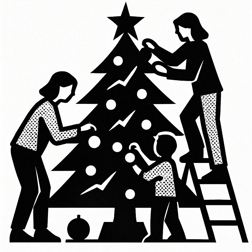 people decorating a Christmas tree emoji