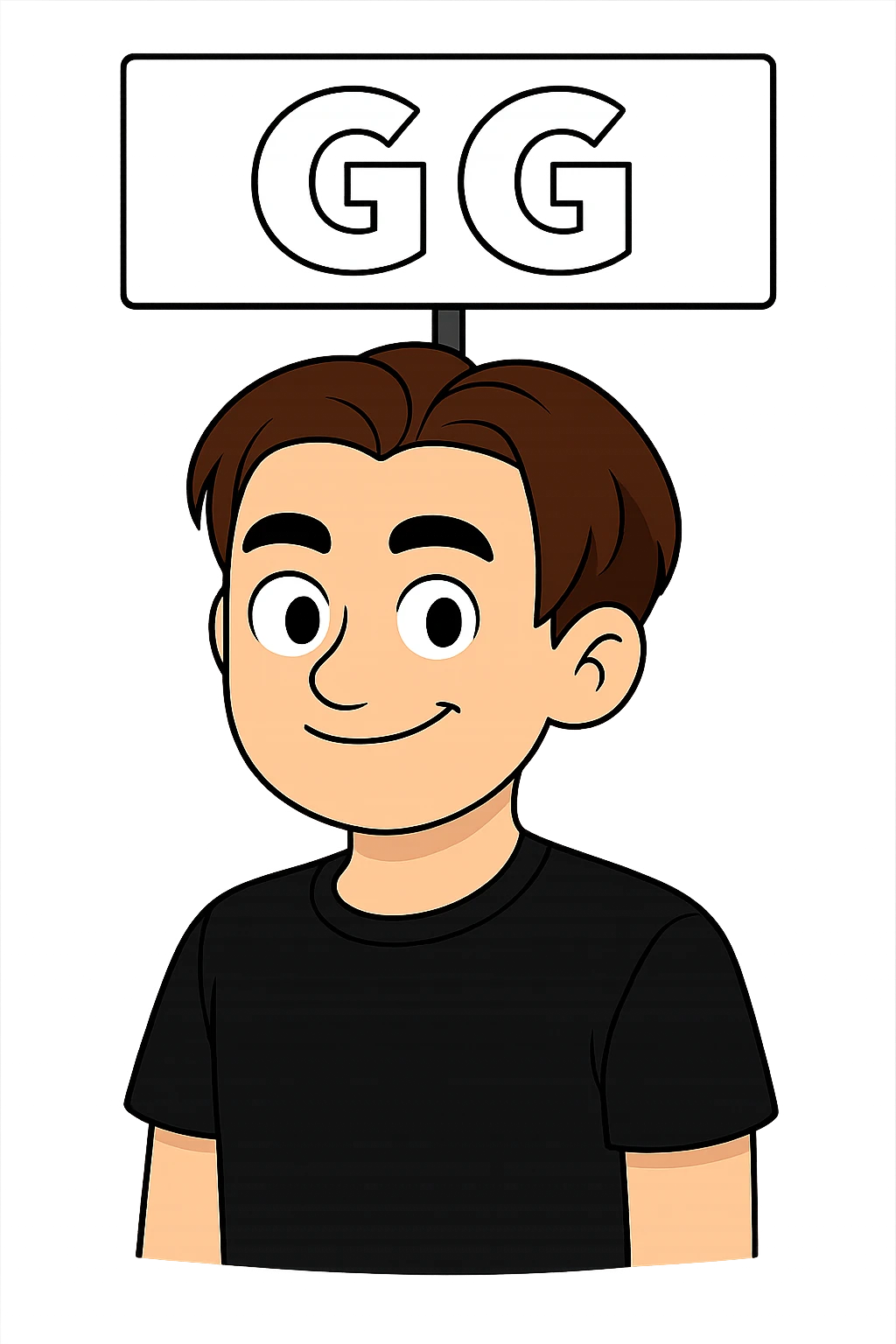 Add a signboard with the text 'GG' on it. The background should be transparent. emoji