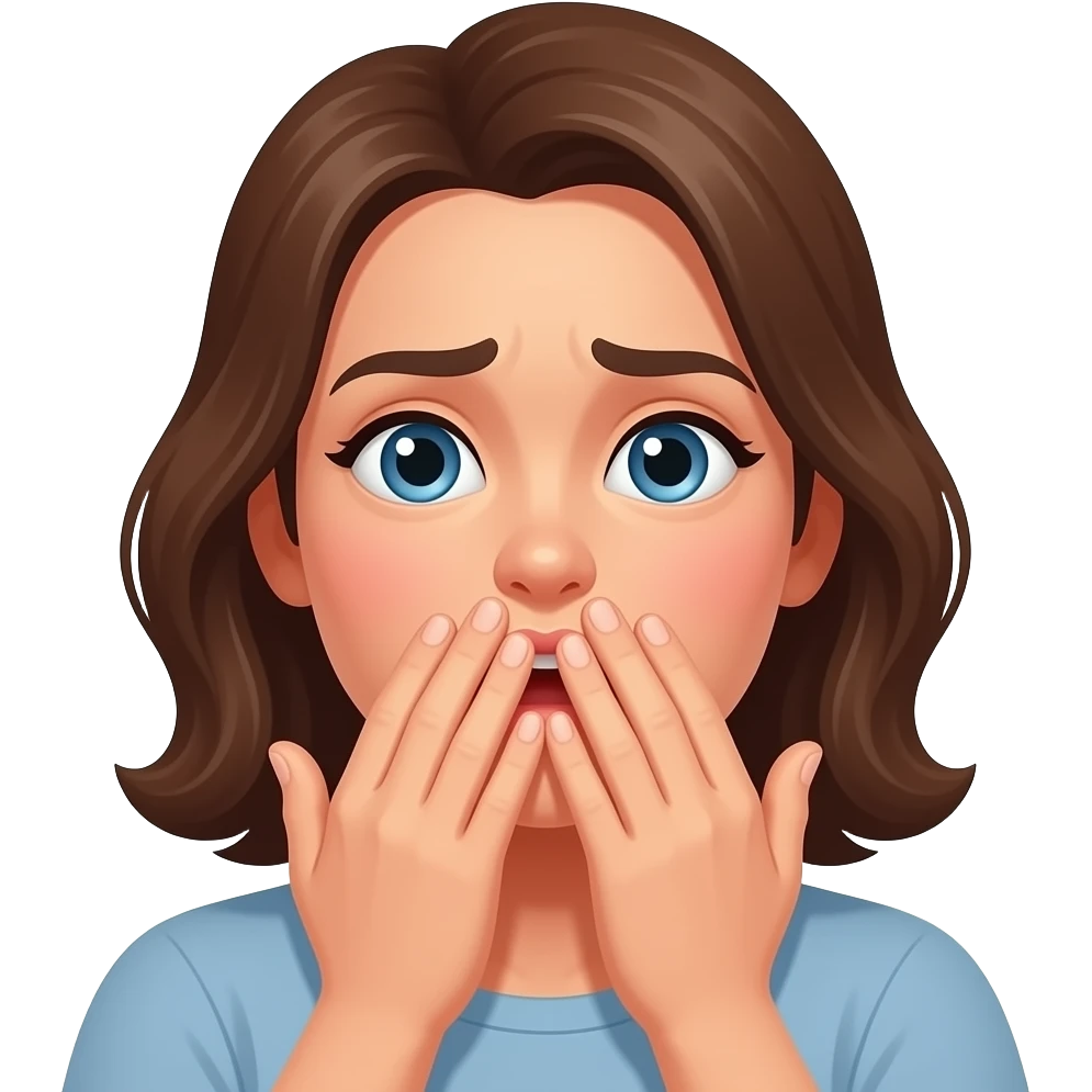 женщина закрывает рот руками в панике emoji