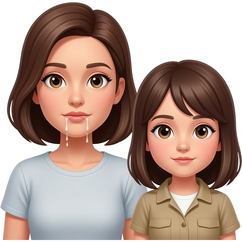MOther and teen daughter, cum dripping from mothers face emoji
