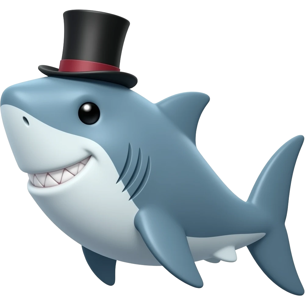 Shark with a top hat emoji