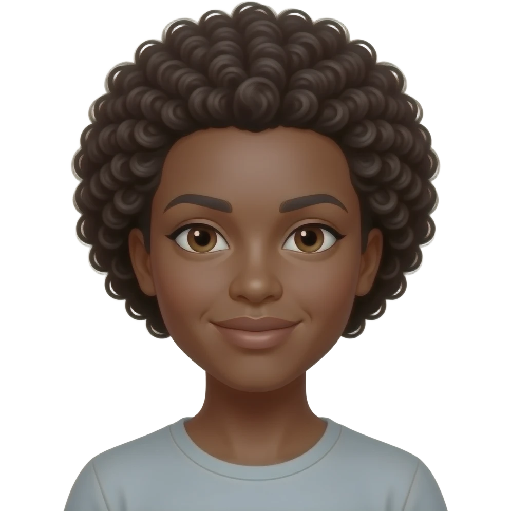 Black woman with a small wig on her head emoji