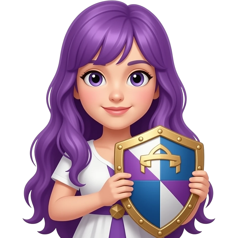 girl with long purple hair with you are beautiful shield emoji