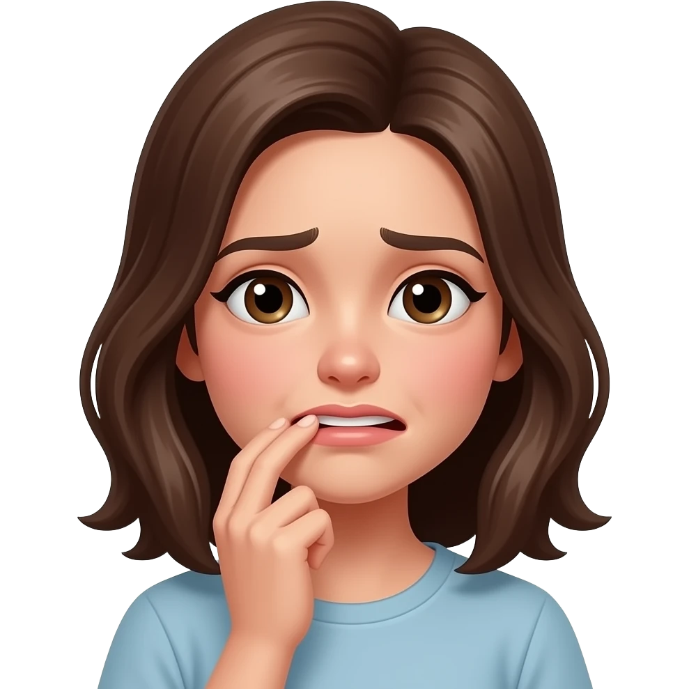 Shy , blushing, nail biting emoji