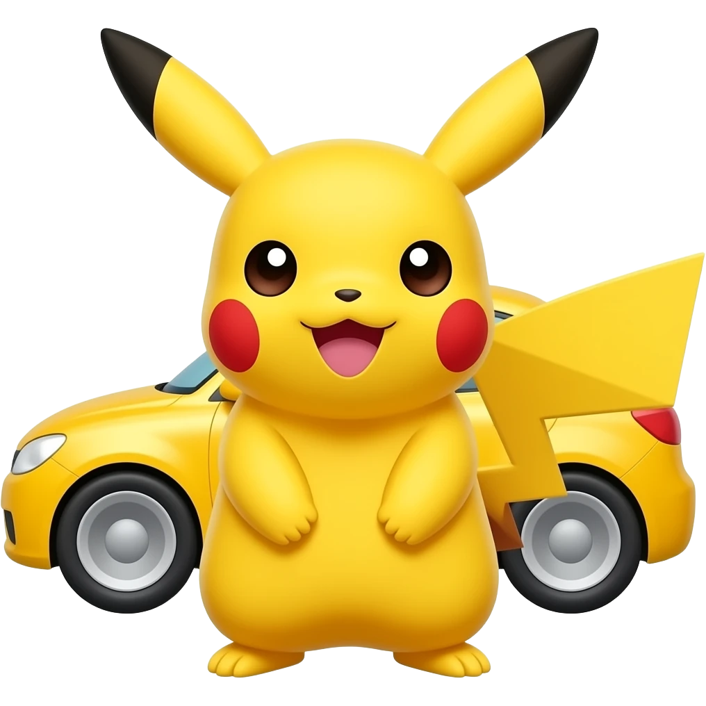 Pikachu with yellow car emoji