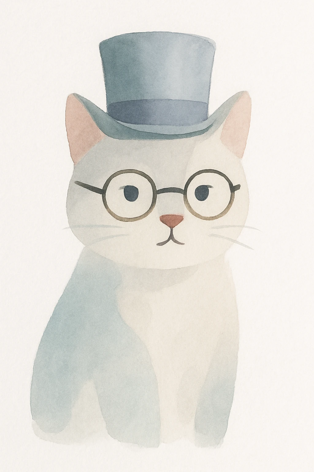 cat with a gibus hat and half moon glasses, detailed painterly style, rich textures and colors emoji