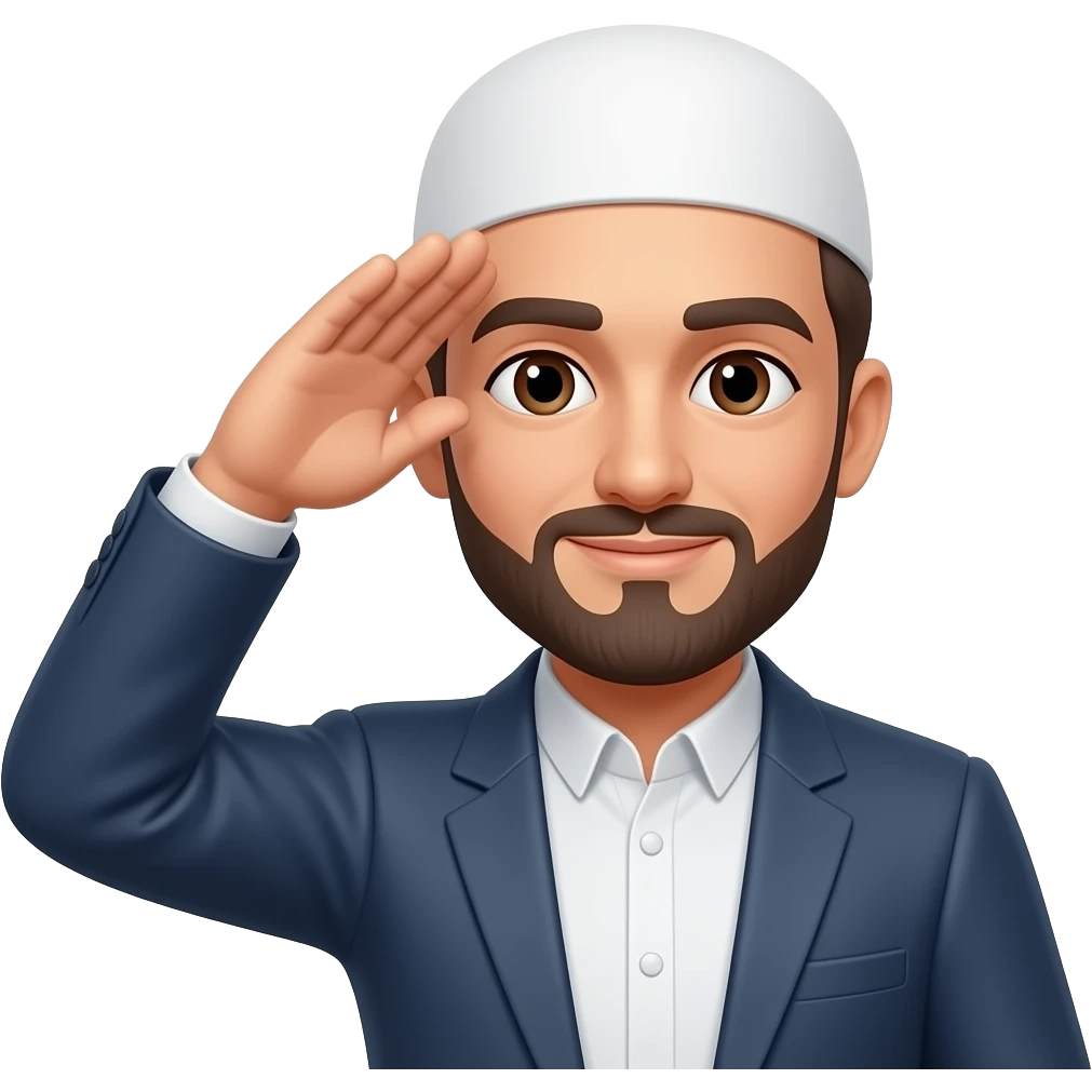 this is not how they do when saying salam, the person brings their hand to the forehead but without touching it, does a swinging action mildly from the resting position of the hand to just short of touching the forehead with the right hand, palm facing their face and back of the hand outside emoji