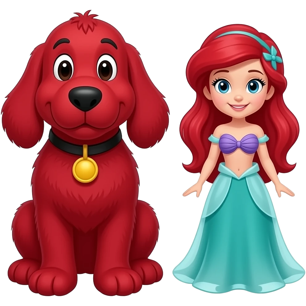 Clifford the Big Red Dog Full Body and Ariel Full Body emoji