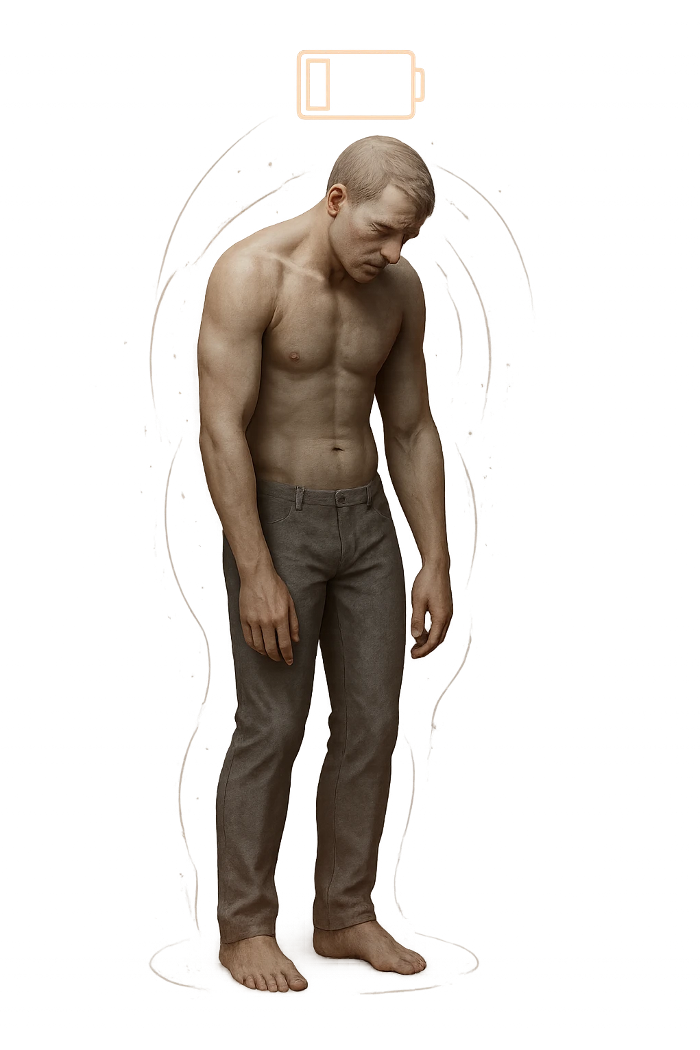 Corpo che segnala che non c'è abbastanza energia in corpo, 3d realistica emoji