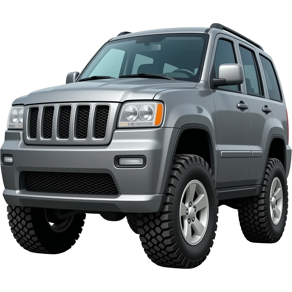 Gray  grand Cherokee with offroad tires emoji