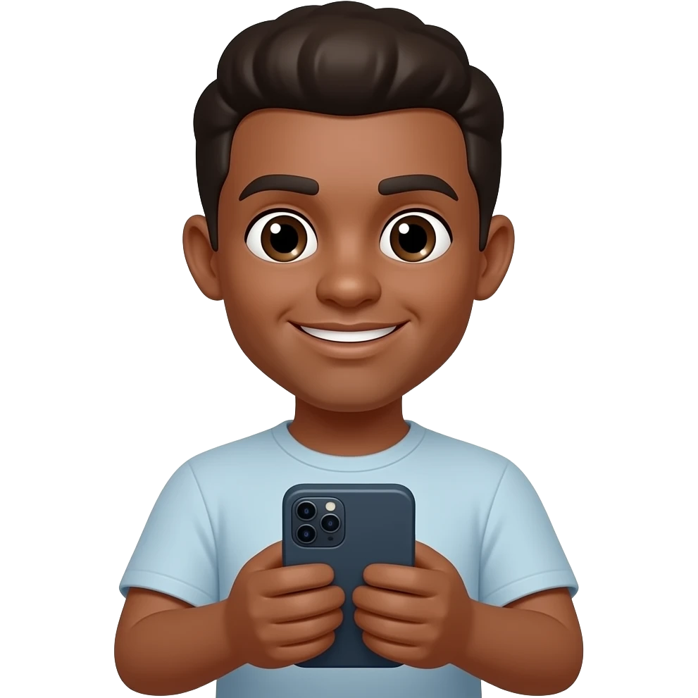 A guy playing car parking 1 on his phone the guy is brown emoji